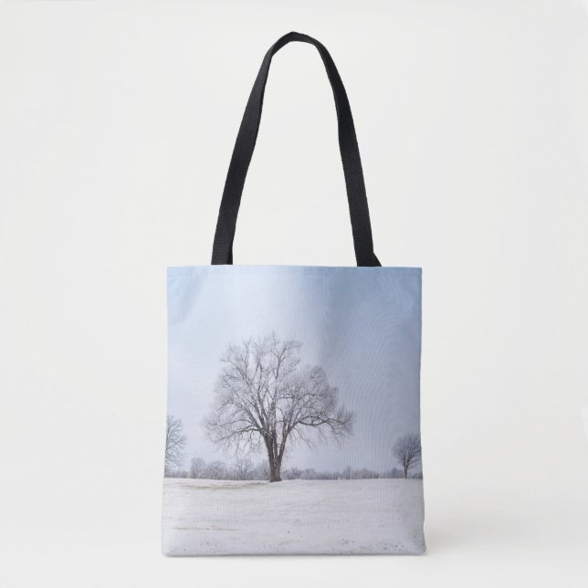 Bolso De Tela Árbol de roble de invierno resaltado (Anverso)