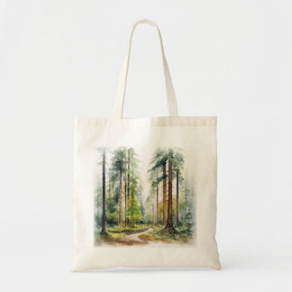 Bolso De Tela Árbol de secuoya de color de agua Tote Bag