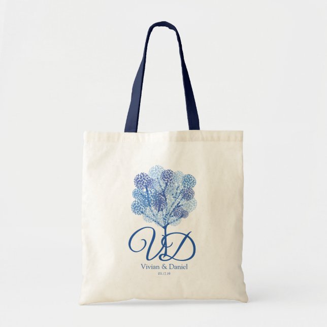 Bolso De Tela Árbol de sombras azules en un diseño diferente (Frente)