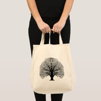 Bolso De Tela Árbol de Swirl Negro Original Mano De Arte Esbozad