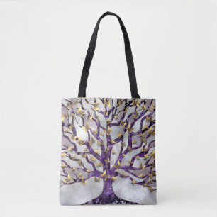 Bolso De Tela Árbol de vida - Ametista y mariposas