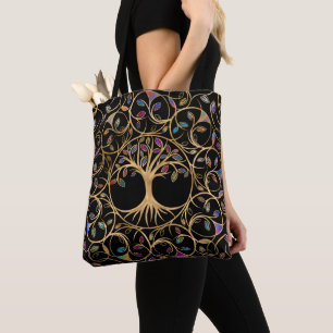 Bolso De Tela Árbol de vida - Yggdrasil - hojas de colores