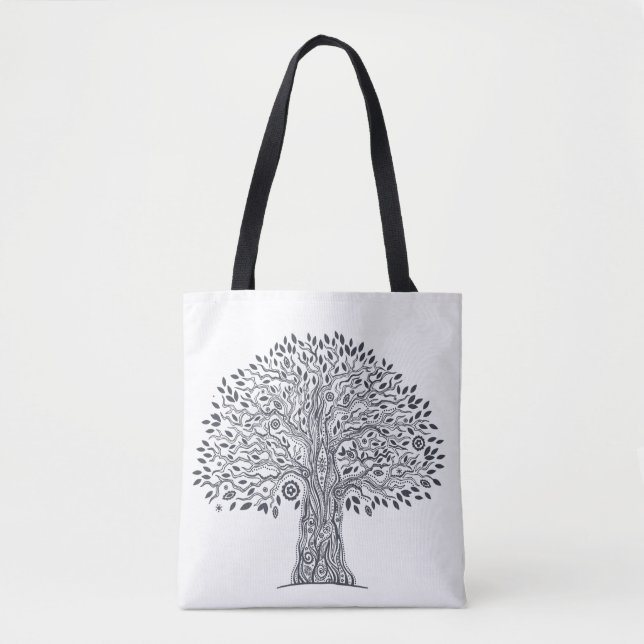 Bolso De Tela Árbol del Doodle 2 de la vida (Anverso)