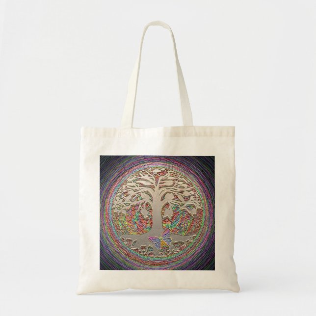 Bolso De Tela Árbol del oro con Butterly (Frente)