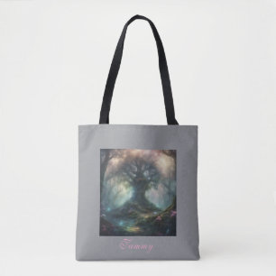 Bolso De Tela Árbol Encantado brillando una luz rosa Verano
