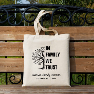 Bolso De Tela Árbol familiar en familia confiamos en la Reunión