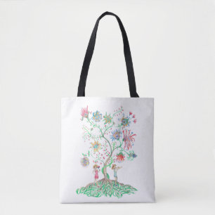 Bolso De Tela Árbol Floral Caprichoso