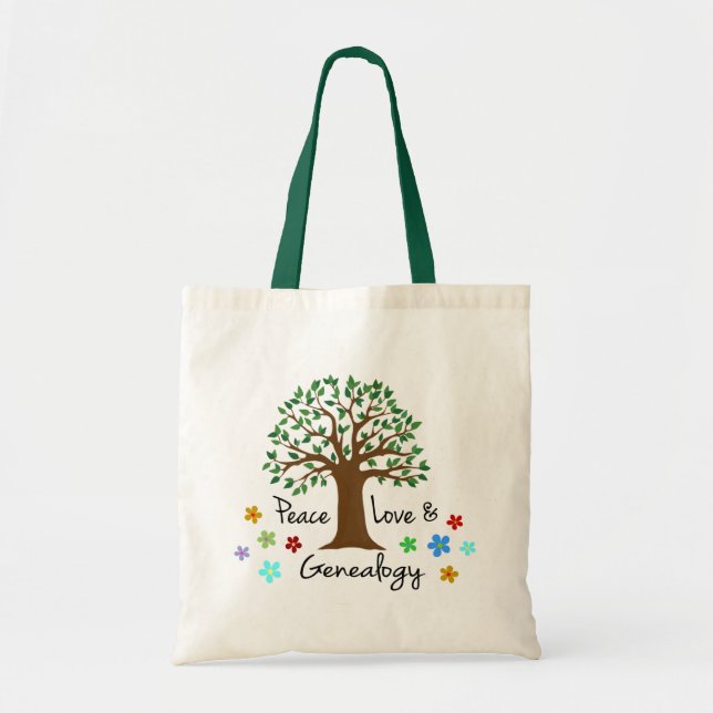 Bolso De Tela Árbol genealógico de familia de amor de paz (Frente)