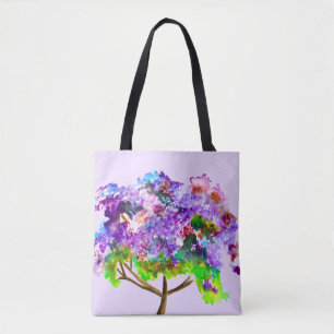 Bolso De Tela árbol Jacaranda morado arte delicado acuarela