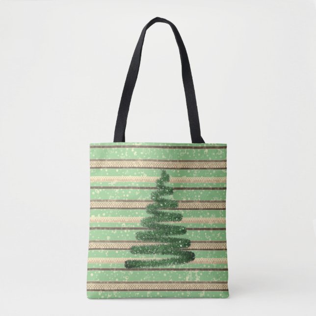 Bolso De Tela Árbol navideño de nieve festivo (Anverso)