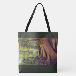 Bolso De Tela Árbol por Agua-Verde inmóvil en el top y la parte