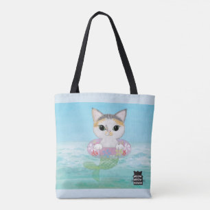 Bolso De Tela Árbol Purrmaids con un gato de calicó