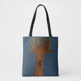 Bolso De Tela Árbol retorcido con fondo azul