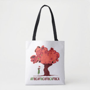 Bolso De Tela Árbol rojo con una mujer de África