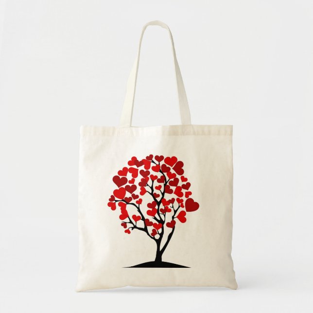 Bolso De Tela Árbol rojo del corazón (Frente)
