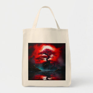 Bolso De Tela Árbol Rojo Místico Bajo Luna Llena