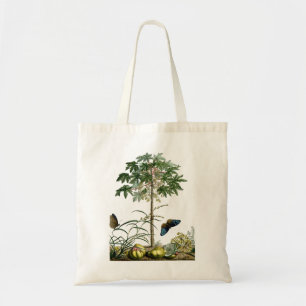Bolso De Tela Árbol y mariposas del vintage de la papaya