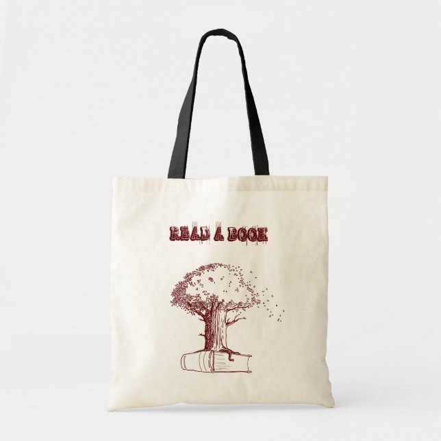 Bolso De Tela Árbol y un libro (Frente)