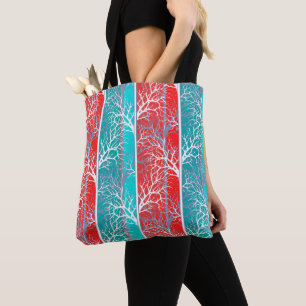 Bolso De Tela Árboles abstractos sin foco ramifican línea roja d
