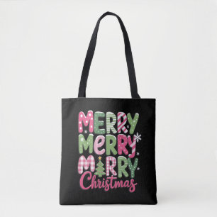 Bolso De Tela Árboles alegres y brillantes Navidad Feriado Invie