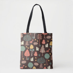 Bolso De Tela Árboles Animales: Escena de la Naturaleza dibujada