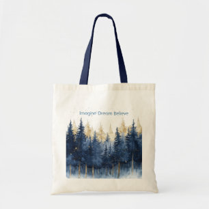 Bolso De Tela Árboles Azules Dorados Imagina Sueña Cree  