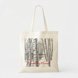 Bolso De Tela Árboles Birch En Navidades De Invierno