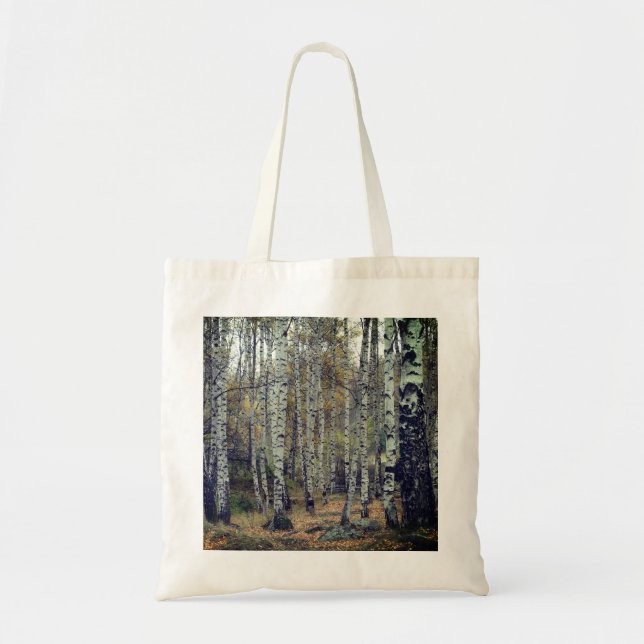 Bolso De Tela Árboles Birch Forrest Tote de Presupuesto de Foto  (Frente)