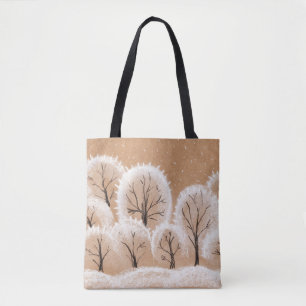 Bolso De Tela Árboles blancos decorativos. Ramas de invierno. Un