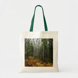 Bolso De Tela Árboles de aves blancas y caídas en montaña rocosa