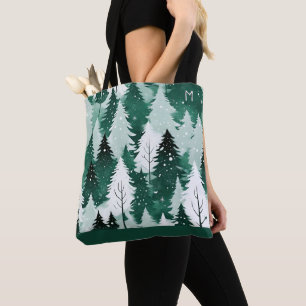Bolso De Tela Árboles de hoja perenne Bosque invernal Nieve Mono