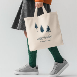 Bolso De Tela Árboles de invierno azul de la marina