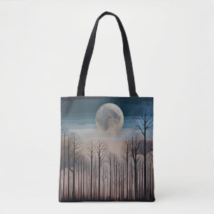Bolso De Tela Árboles de invierno y luna llena