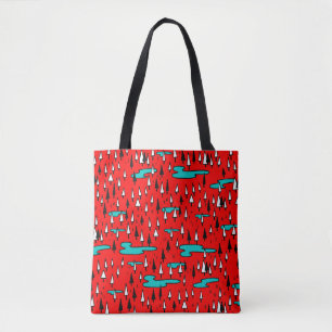 Bolso De Tela Árboles de mano libre: patrón de Navidades escandi