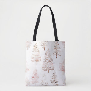 Bolso De Tela Árboles de Navidad blancos rosados de Rubor