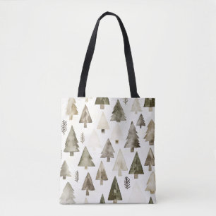 Bolso De Tela Árboles de Navidad de crema verde pino