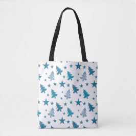 BOLSO DE TELA ÁRBOLES DE NAVIDAD DE VACACIONES DE INVIERNO AZUL 