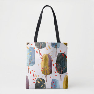 Bolso De Tela Árboles de otoño: acuarela pintada a mano sin foco