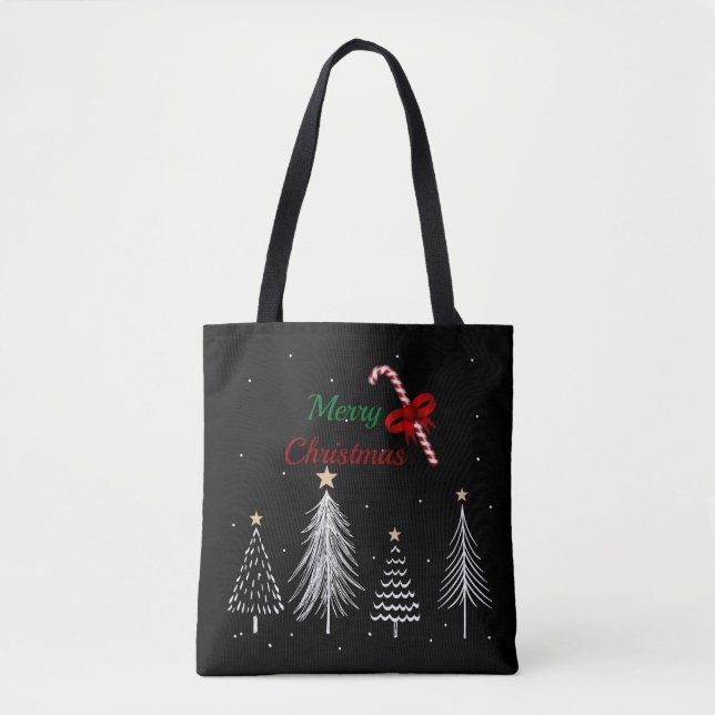 Bolso De Tela Árboles de pinos navideños (Anverso)