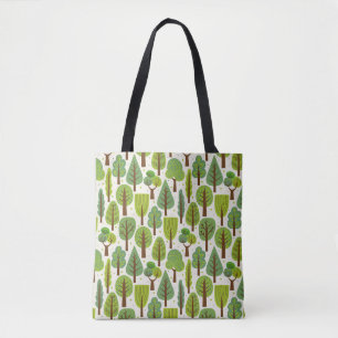 Bolso De Tela Árboles de verano: patrón verde sin foco