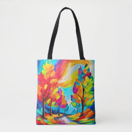 Bolso De Tela Árboles del arcoiris: Vivid Forest