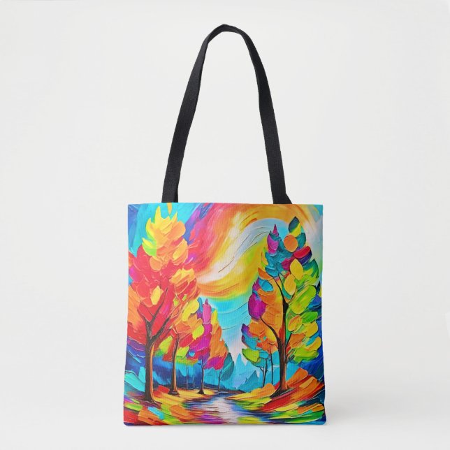 Bolso De Tela Árboles del arcoiris: Vivid Forest (Anverso)
