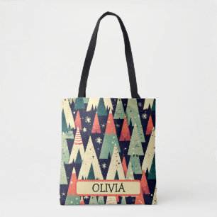 Bolso De Tela Árboles geométricos lindos en invierno personaliza