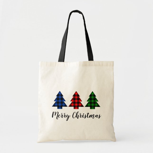 Bolso De Tela Árboles navideños cubiertos de búfalo (Frente)