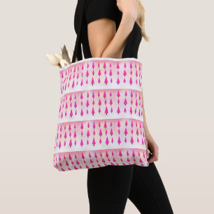 Bolso De Tela Árboles navideños rosados modernos