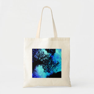 Bolso De Tela Árboles negros Turquoise Periwinkle Space