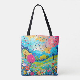 Bolso De Tela Árboles y flores felices, sudaderas de la naturale