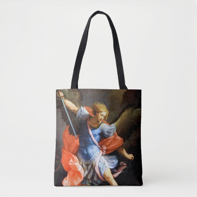 Bolso De Tela Arcángel Michael tramples Satan, Guido Reni (Anverso)