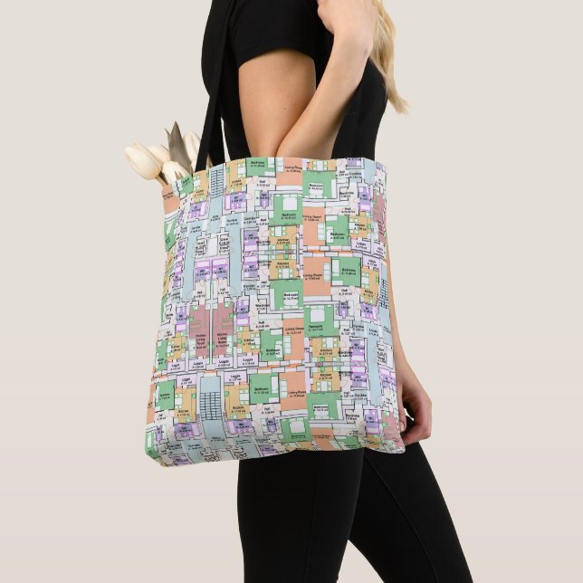 Bolso De Tela Architectural Blueprint Pattern Tote Bag (Detalle)