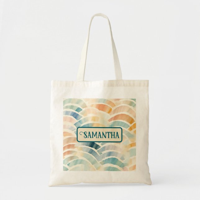 Bolso De Tela Arco abstracto de Pastel silenciado personalizado (Frente)